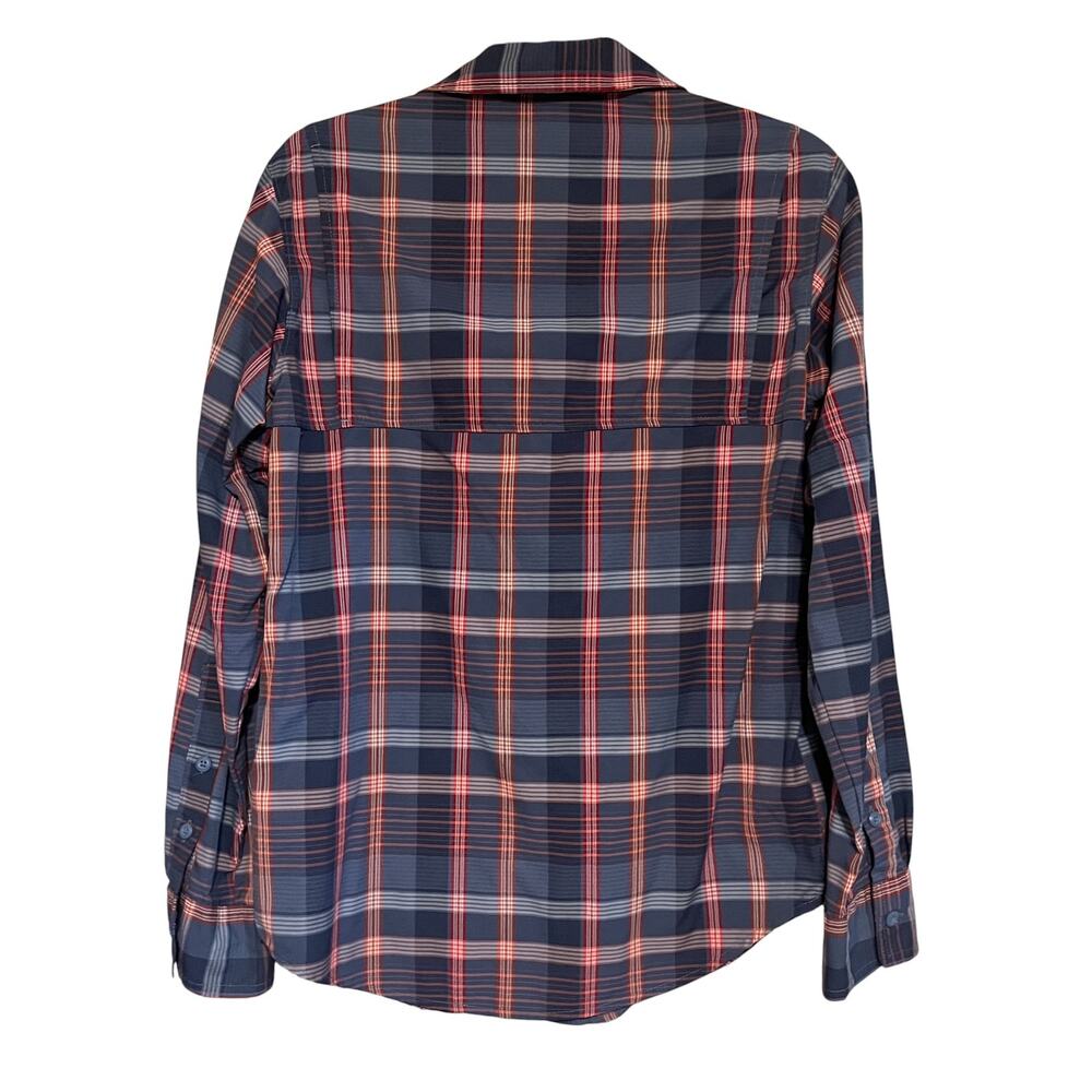 Columbia Nylon Plaid Long Sleeve Button Down Shirt Blue Gray Red Size XS - Picture 5 of 8